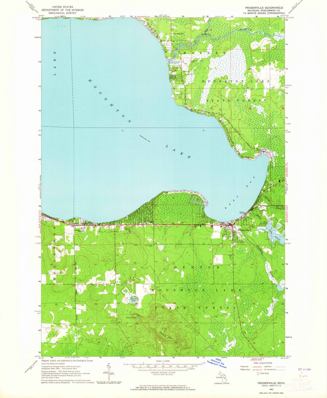 1963 Prudenville, MI - Michigan - USGS Topographic Map