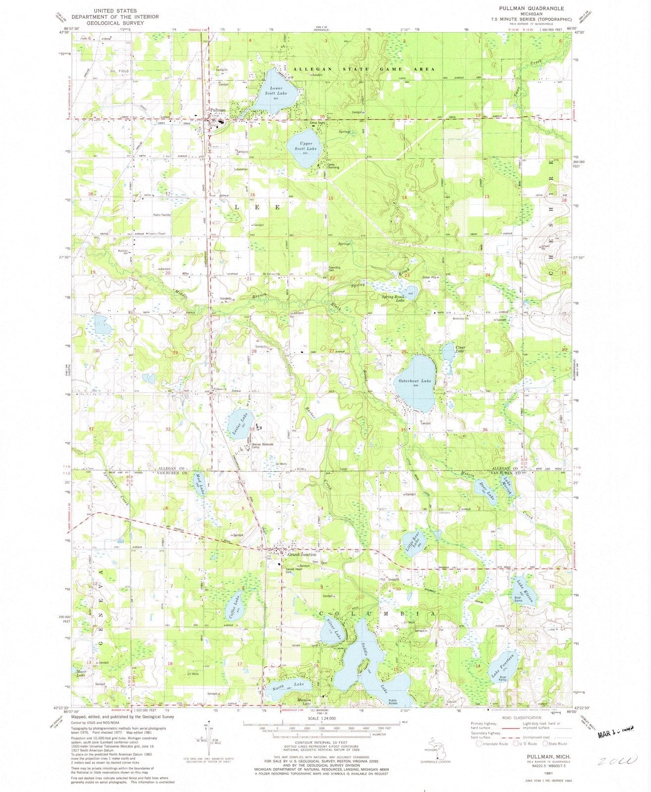 1981 Pullman, MI - Michigan - USGS Topographic Map