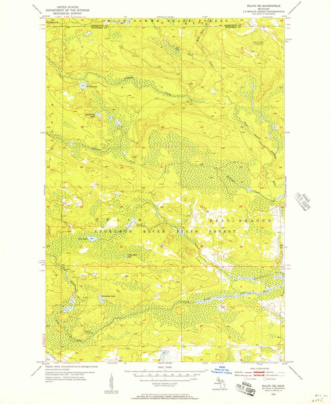 1955 Ralph, MI - Michigan - USGS Topographic Map