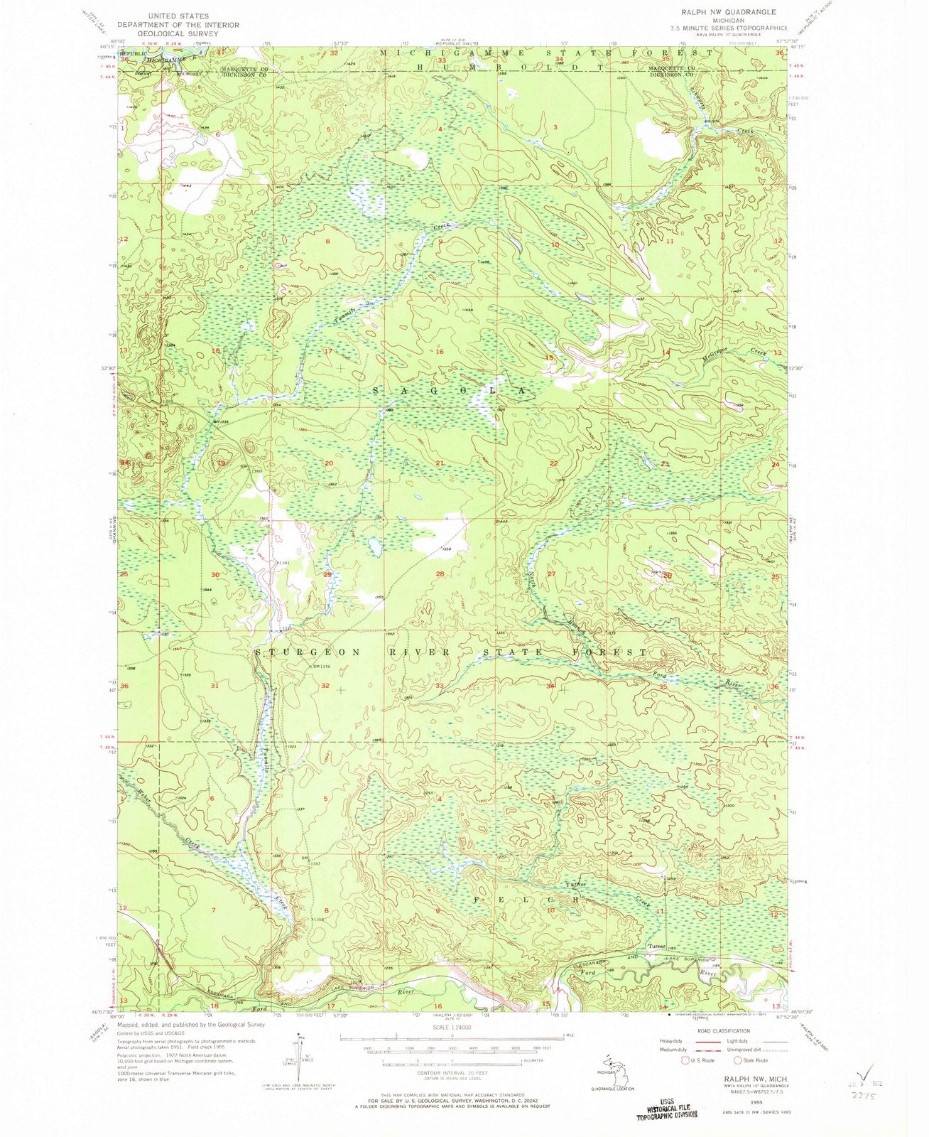 1955 Ralph, MI - Michigan - USGS Topographic Map v2
