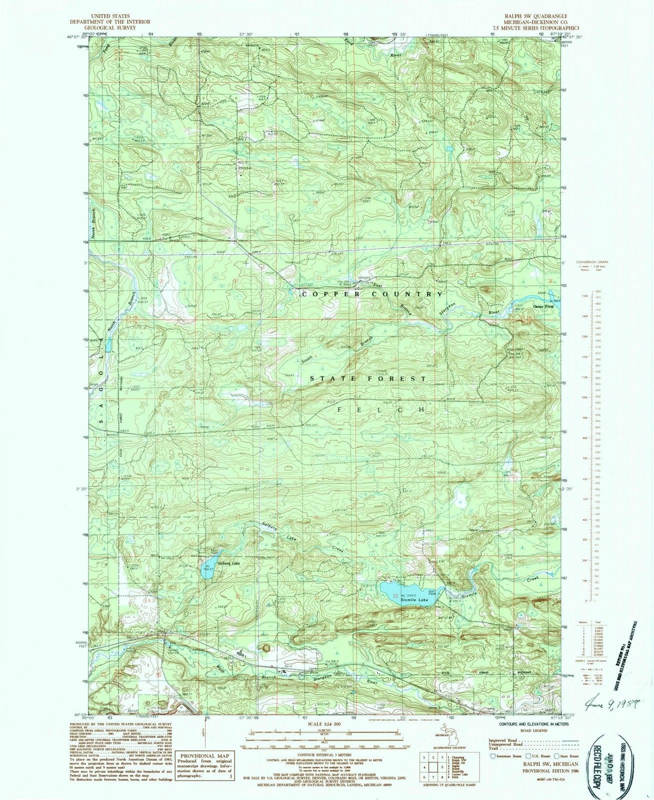 1986 Ralph, MI - Michigan - USGS Topographic Map
