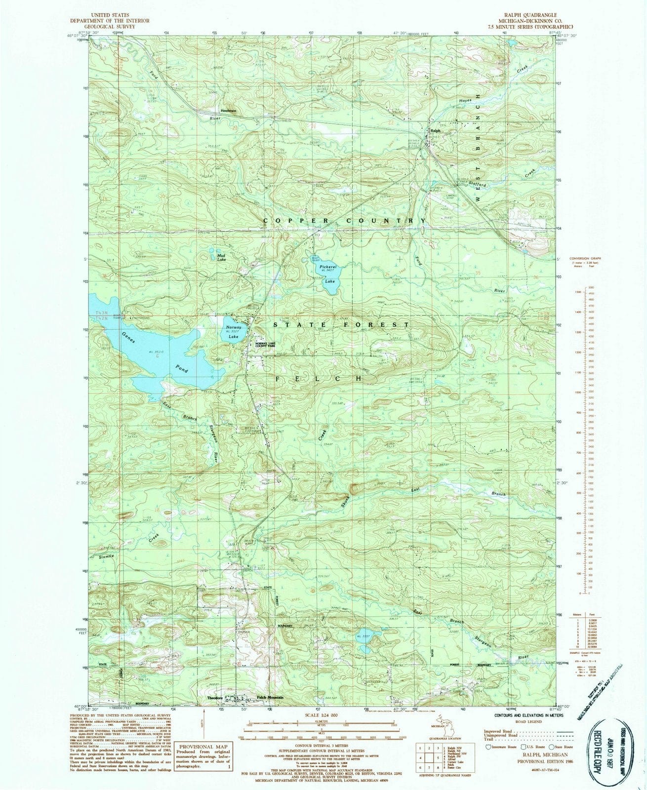 1986 Ralph, MI - Michigan - USGS Topographic Map v2