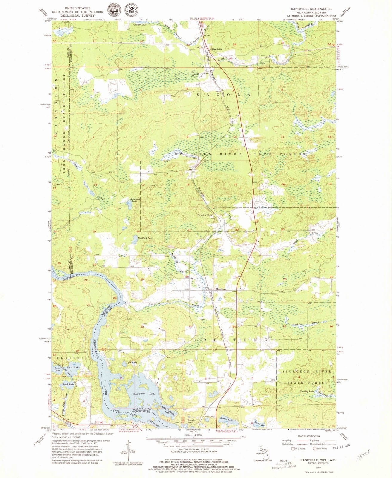 1955 Randville, MI - Michigan - USGS Topographic Map