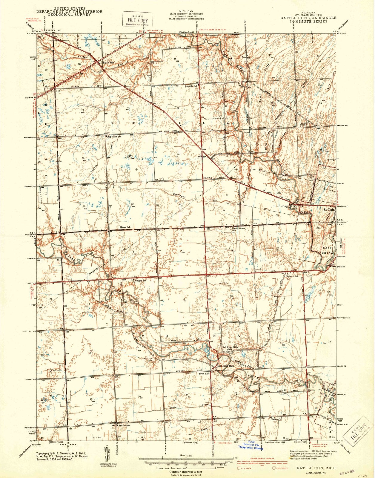 1942 Rattle Run, MI - Michigan - USGS Topographic Map