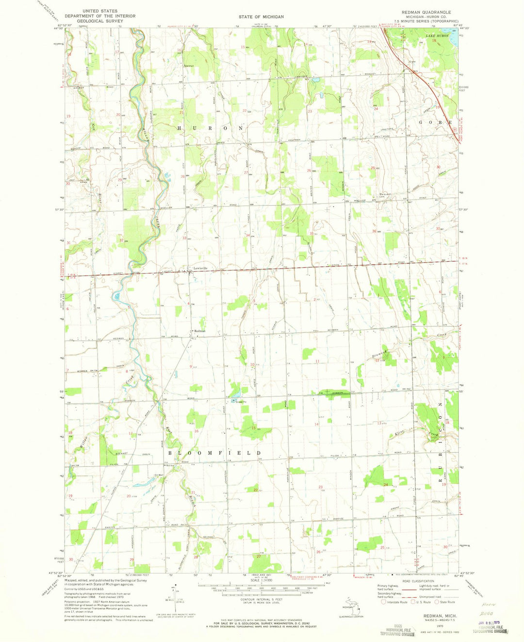 1970 Redman, MI - Michigan - USGS Topographic Map