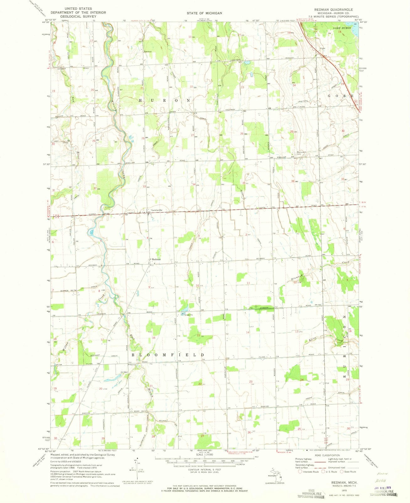 1970 Redman, MI - Michigan - USGS Topographic Map