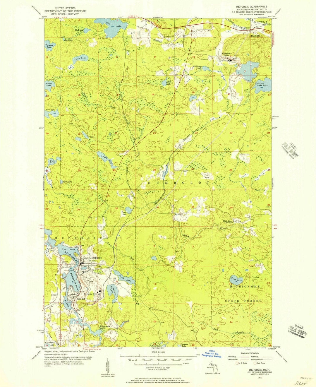 1955 Republic, MI - Michigan - USGS Topographic Map v2