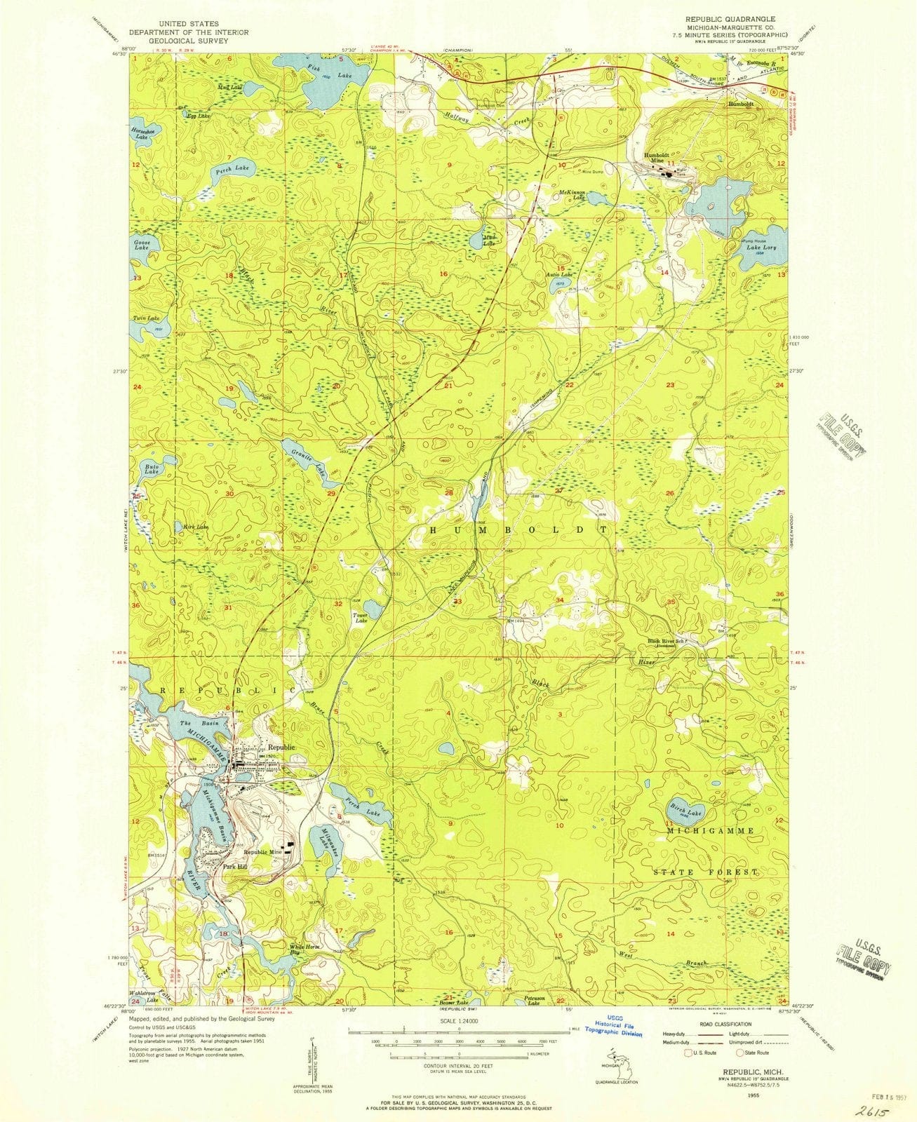 1955 Republic, MI - Michigan - USGS Topographic Map v2