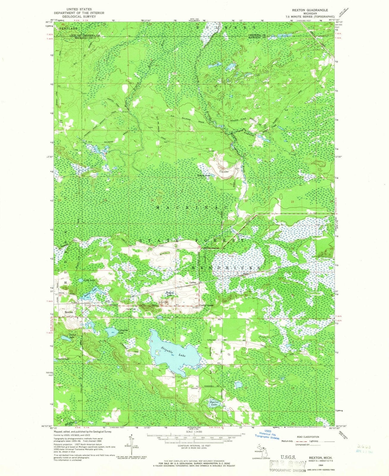 1964 Rexton, MI - Michigan - USGS Topographic Map