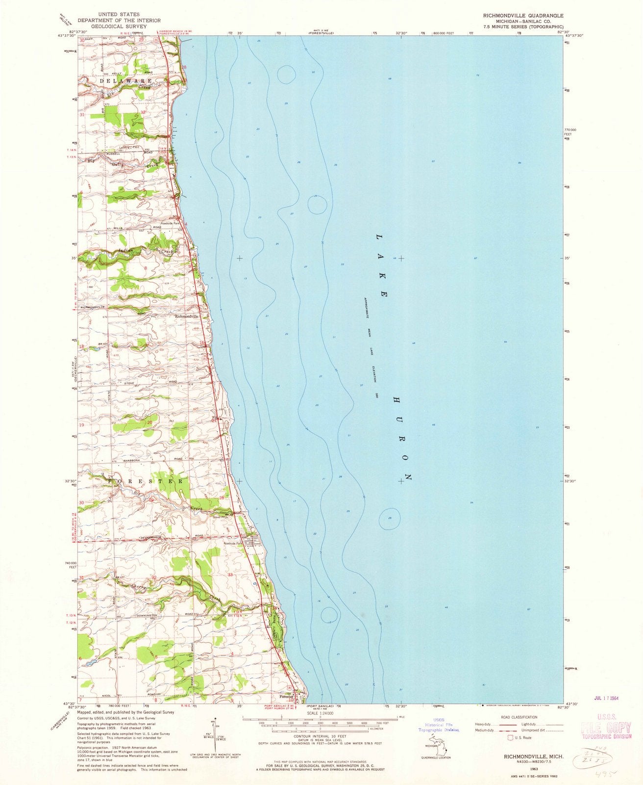 1963 Richmondville, MI - Michigan - USGS Topographic Map