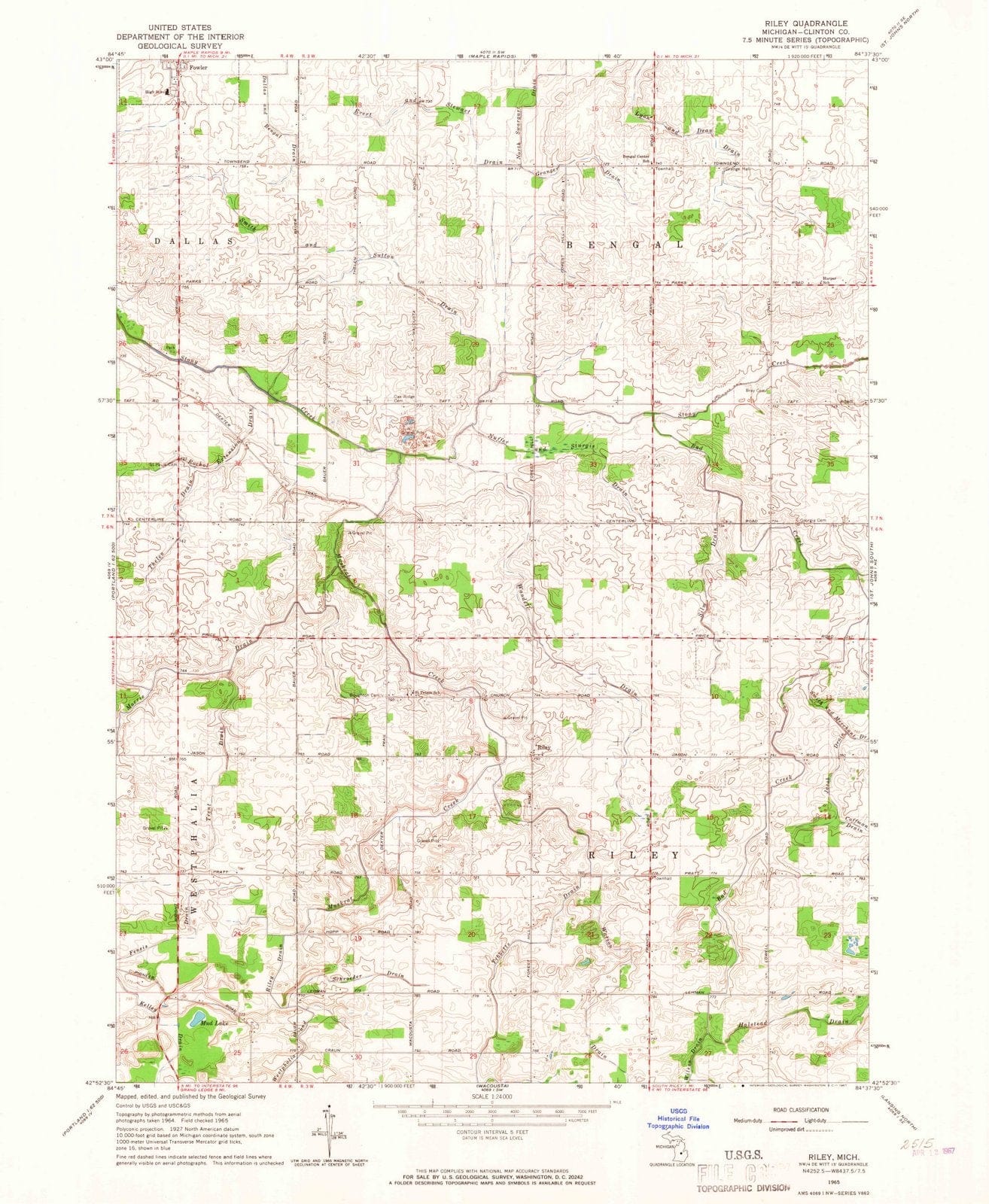 1965 Riley, MI - Michigan - USGS Topographic Map