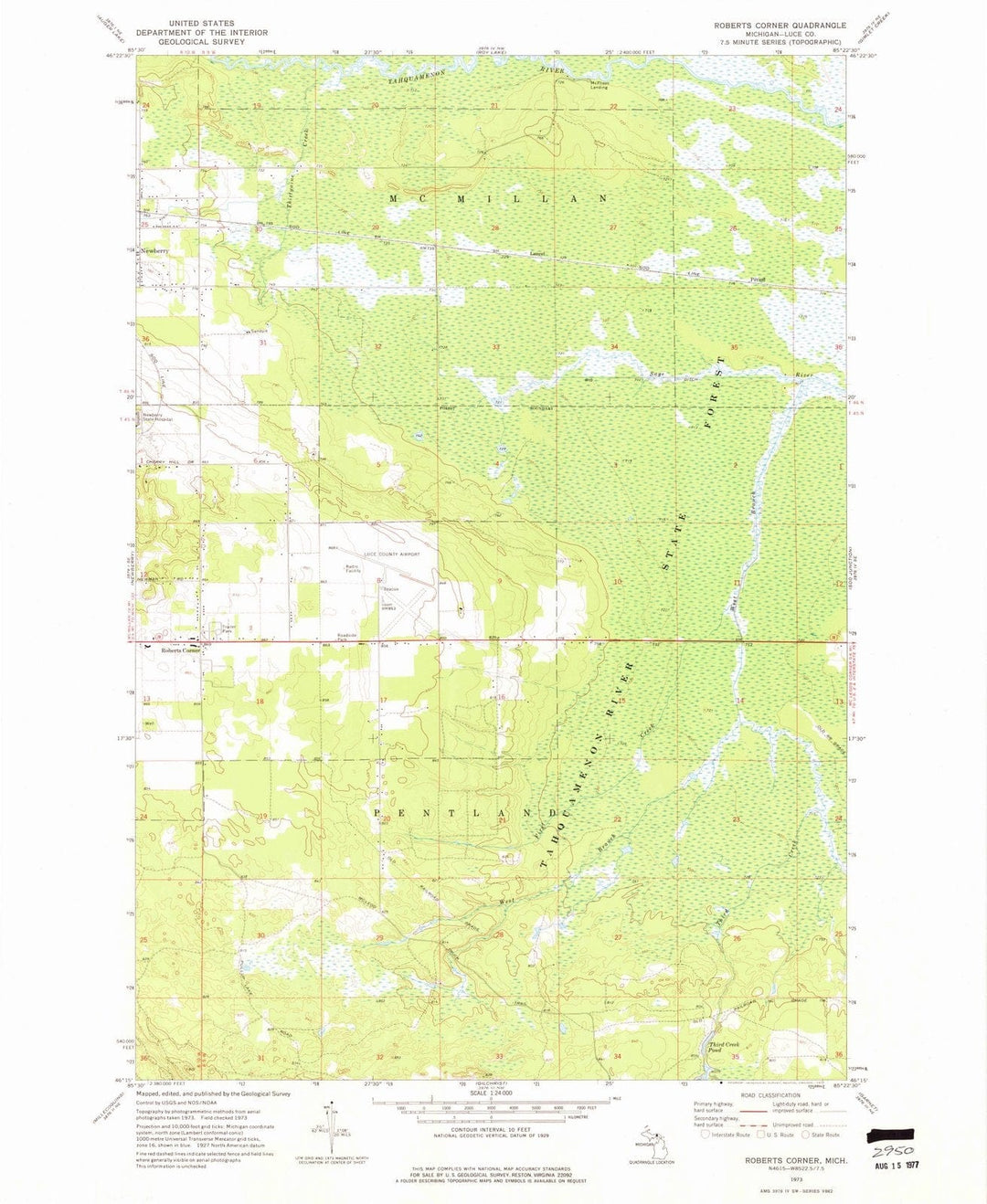 1973 Roberts Corner, MI - Michigan - USGS Topographic Map
