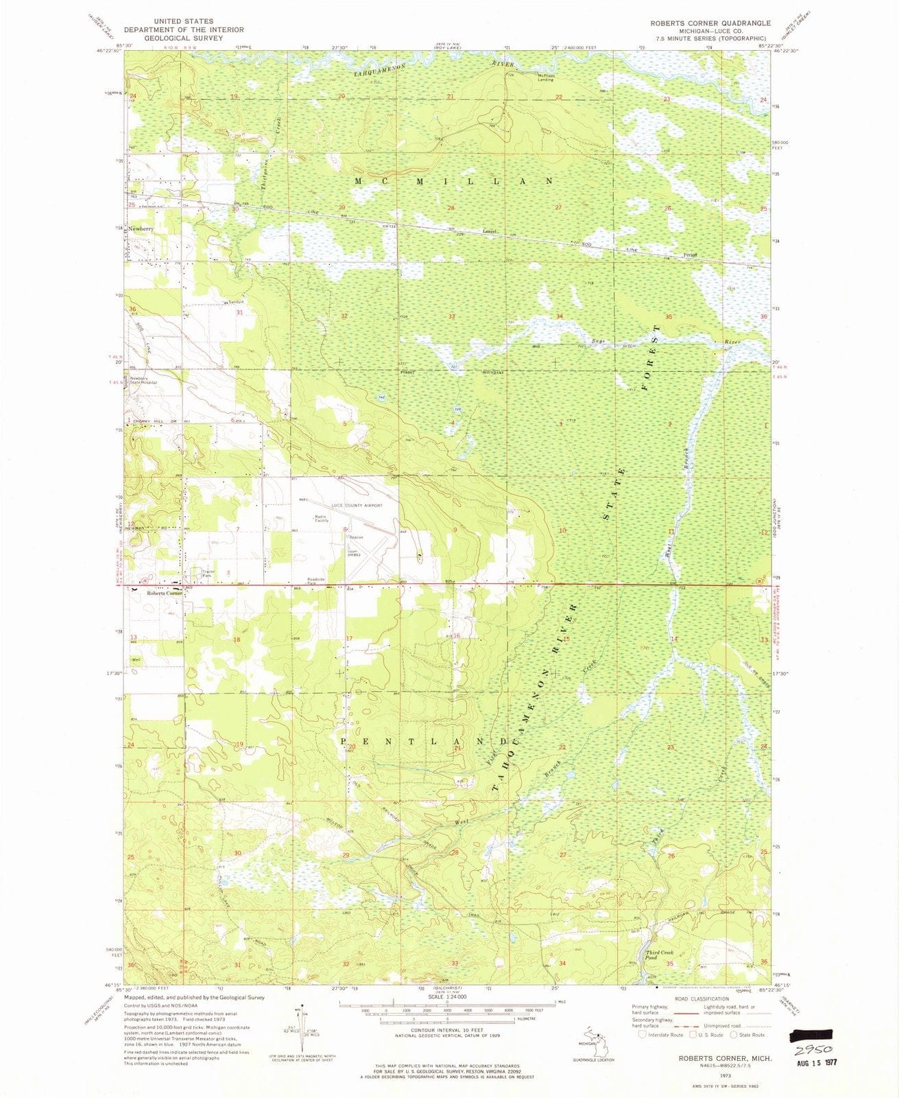 1973 Roberts Corner, MI - Michigan - USGS Topographic Map