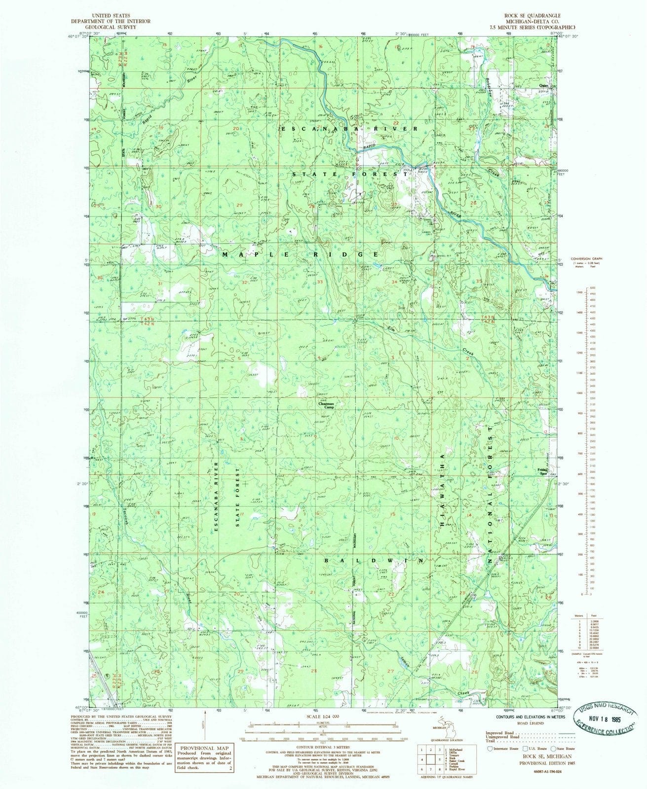 1985 Rock, MI - Michigan - USGS Topographic Map