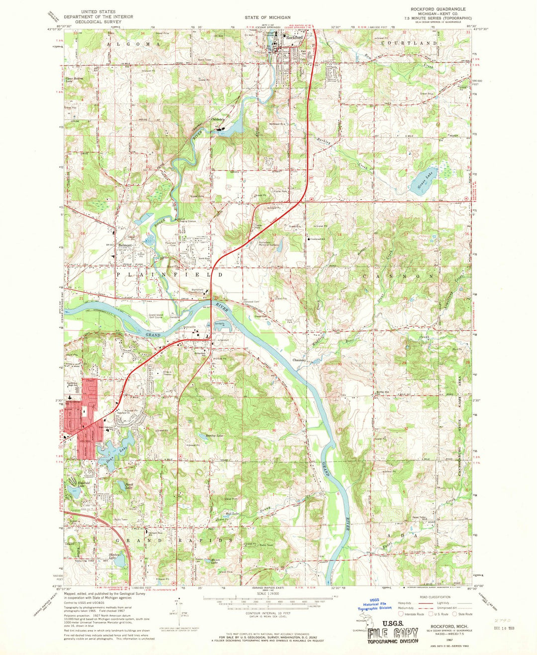 1967 Rockford, MI - Michigan - USGS Topographic Map