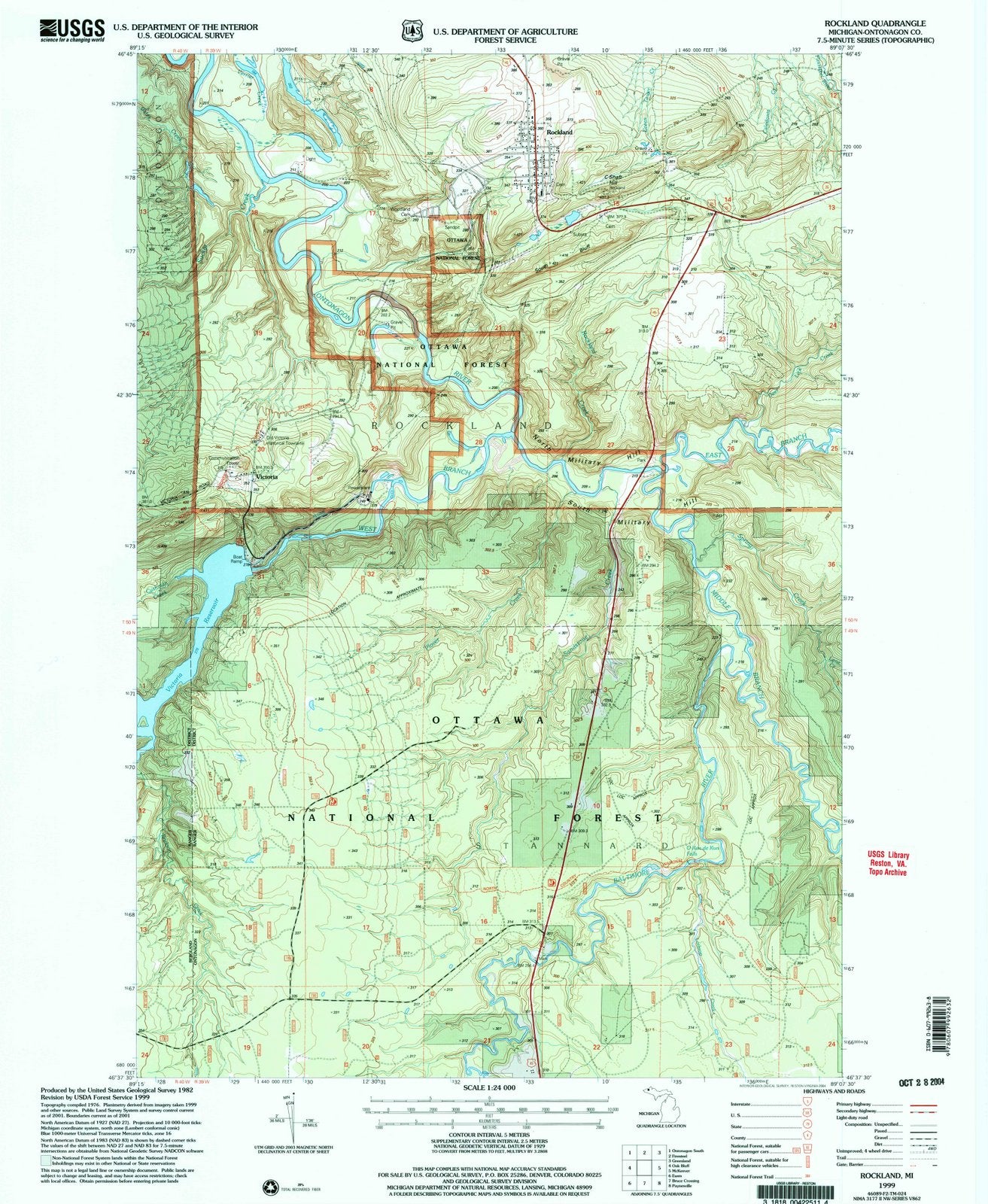 1999 Rockland, MI - Michigan - USGS Topographic Map