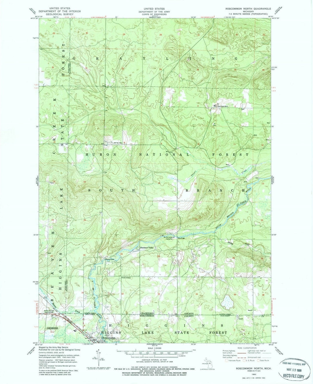 1950 Roscommon North, MI - Michigan - USGS Topographic Map