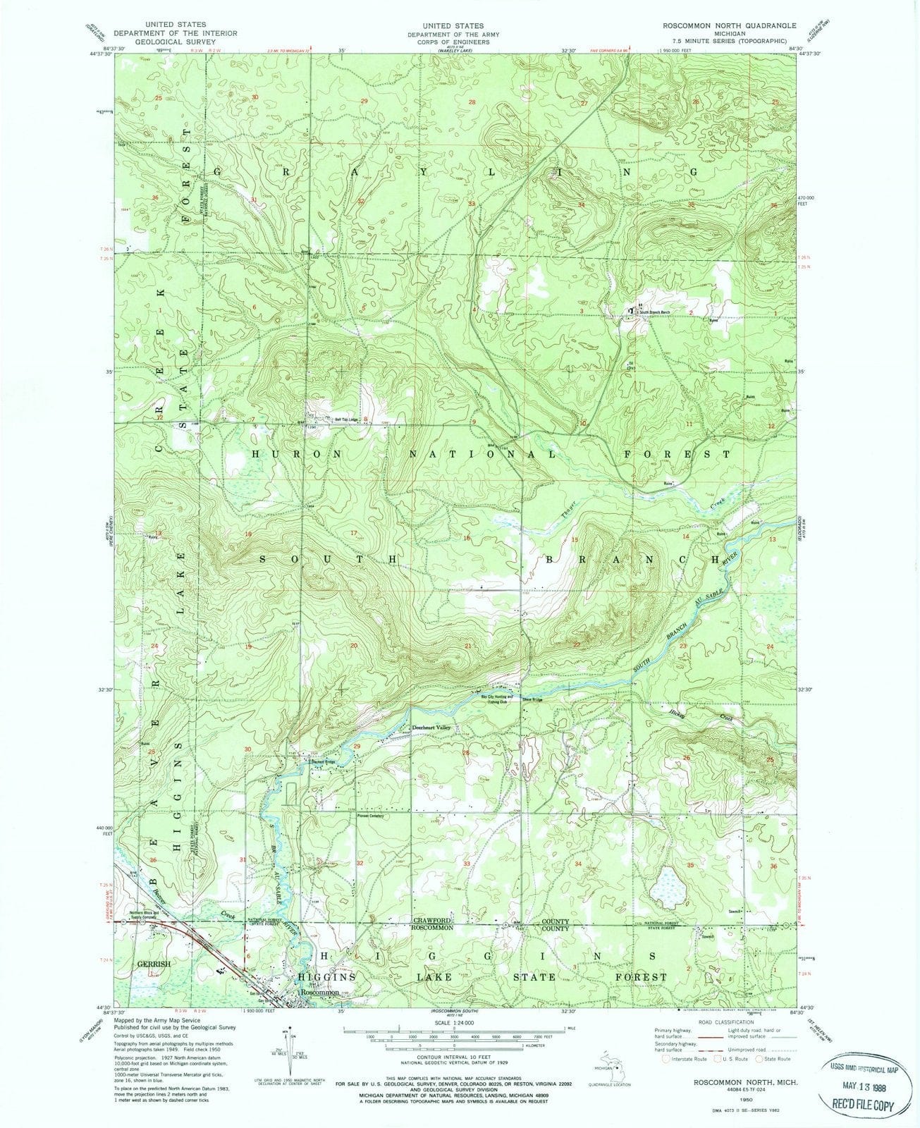 1950 Roscommon North, MI - Michigan - USGS Topographic Map
