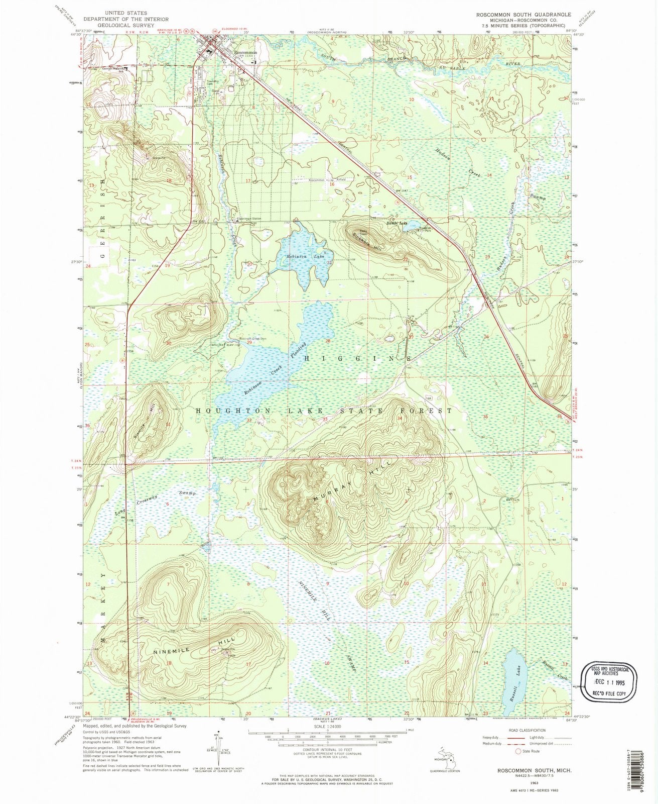 1963 Roscommon South, MI - Michigan - USGS Topographic Map