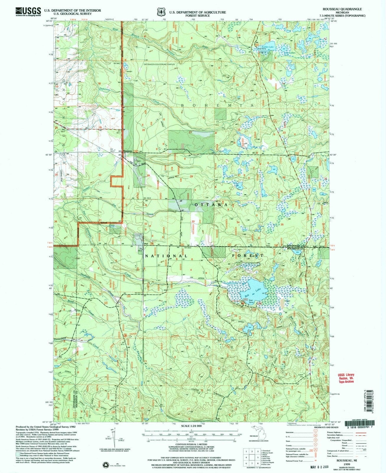 1999 Rousseau, MI - Michigan - USGS Topographic Map