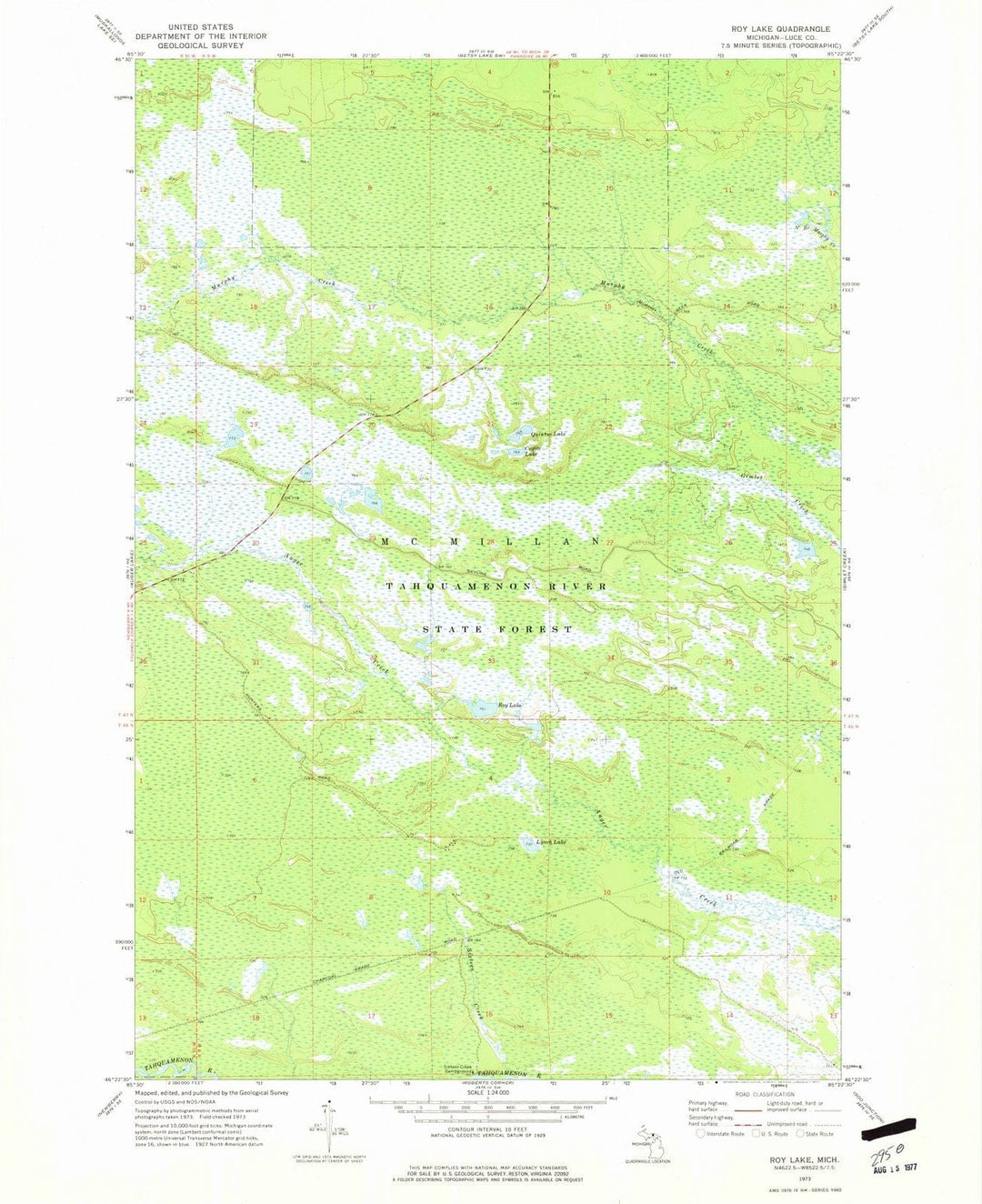 1973 Roy Lake, MI - Michigan - USGS Topographic Map