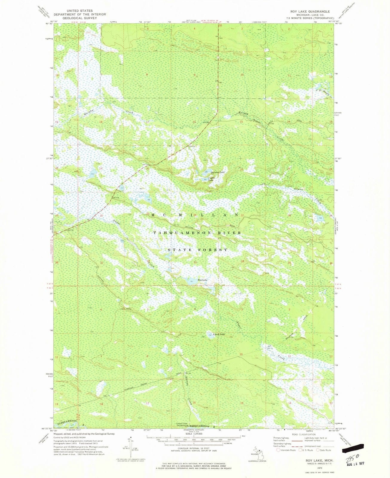 1973 Roy Lake, MI - Michigan - USGS Topographic Map