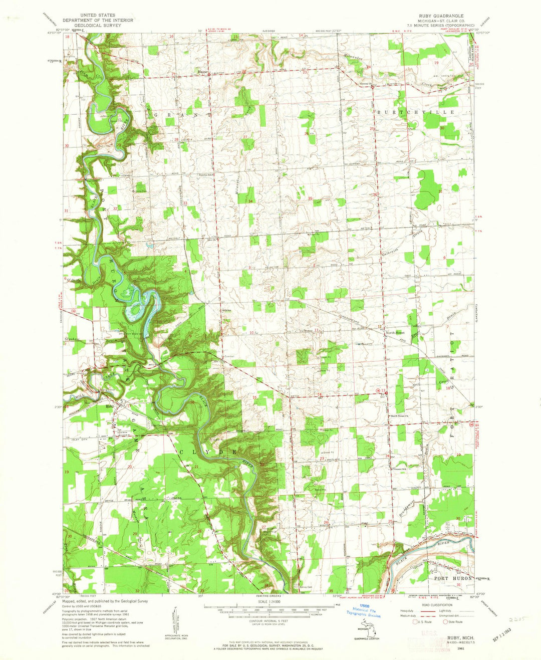 1961 Ruby, MI - Michigan - USGS Topographic Map