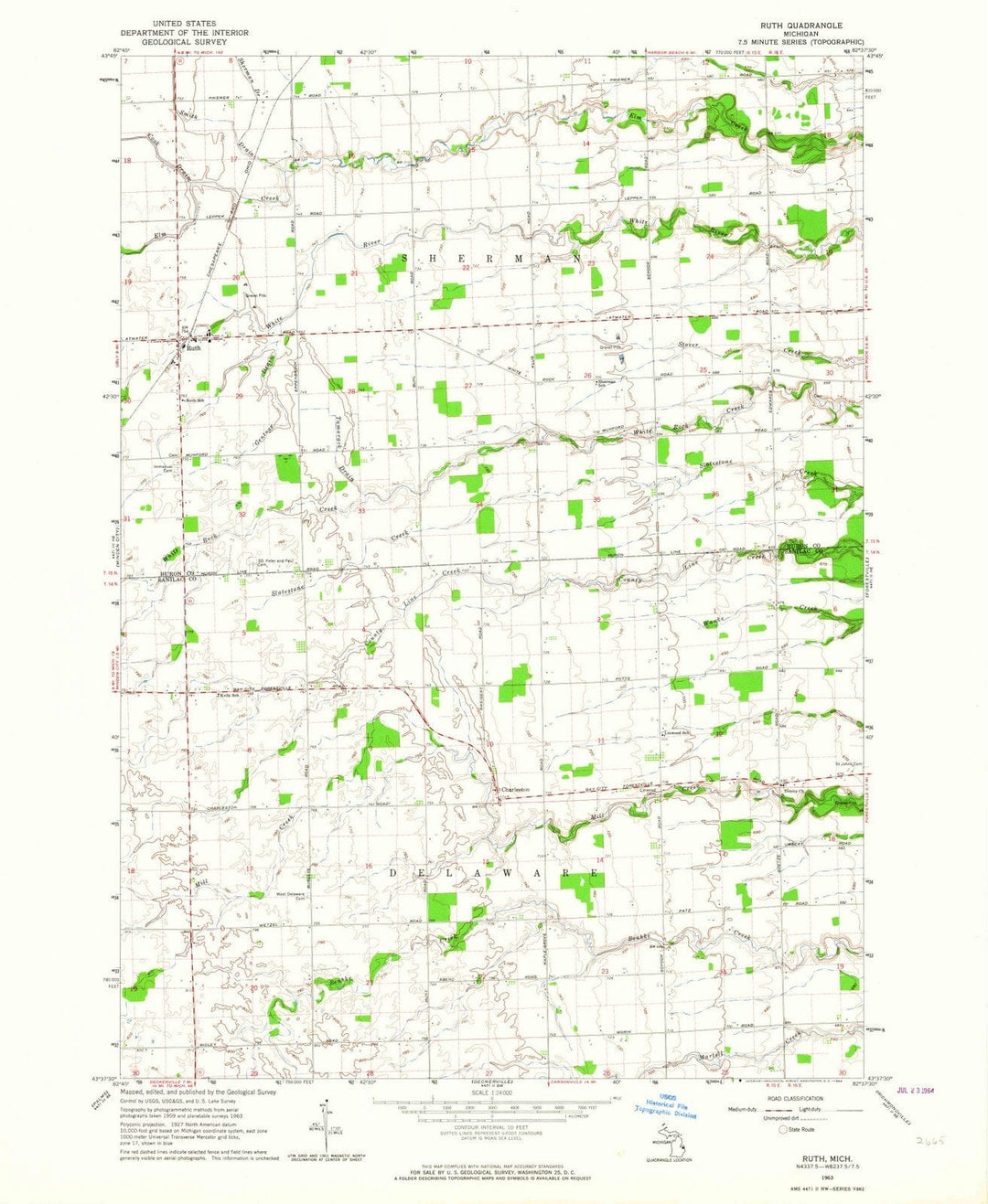 1963 Ruth, MI - Michigan - USGS Topographic Map