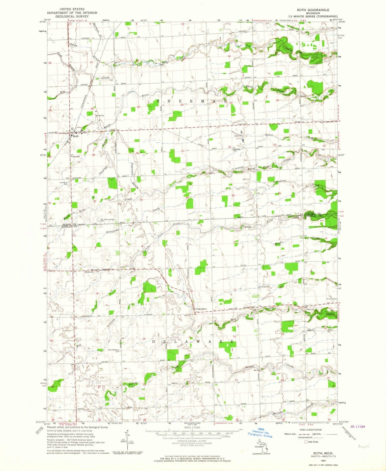 1963 Ruth, MI - Michigan - USGS Topographic Map