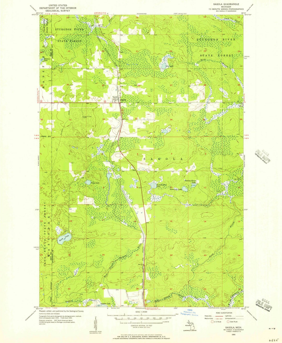 1956 Sagola, MI - Michigan - USGS Topographic Map
