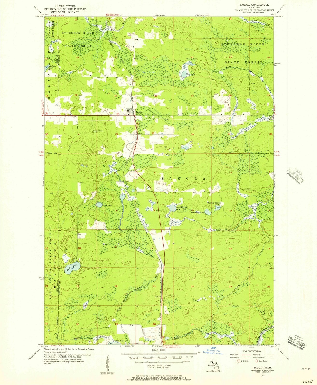1956 Sagola, MI - Michigan - USGS Topographic Map