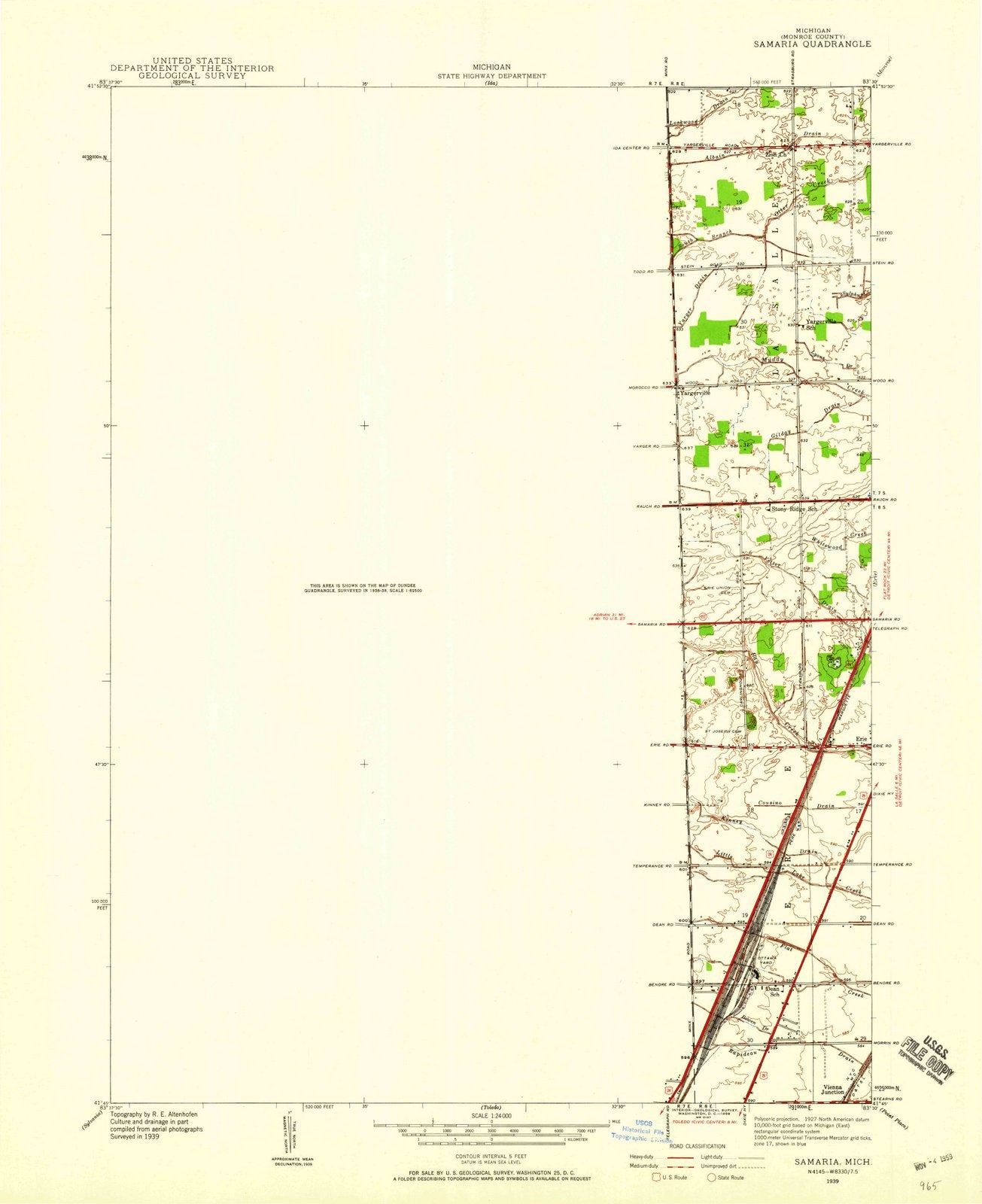 1939 Samaria, MI - Michigan - USGS Topographic Map