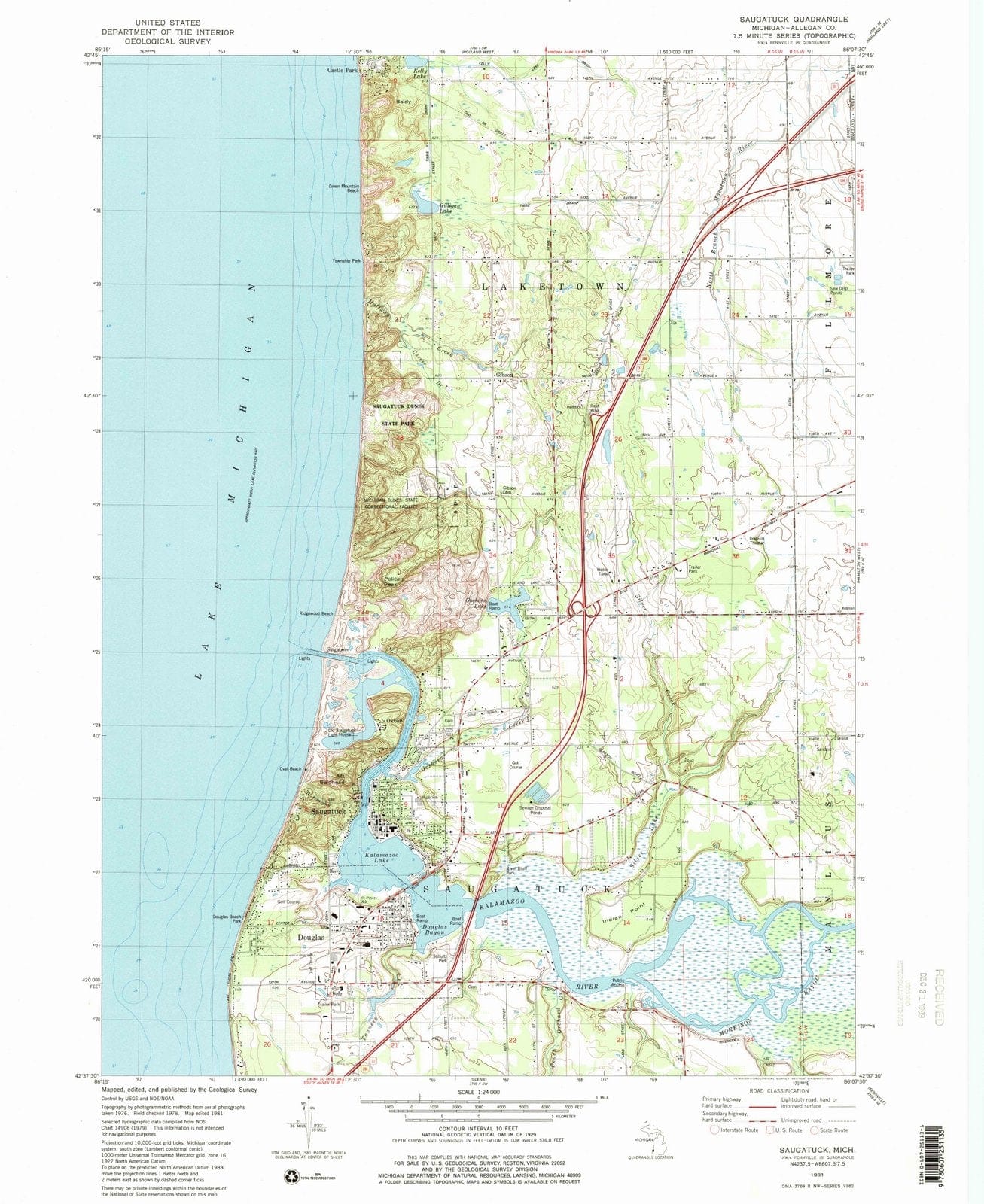 1981 Saugatuck, MI - Michigan - USGS Topographic Map