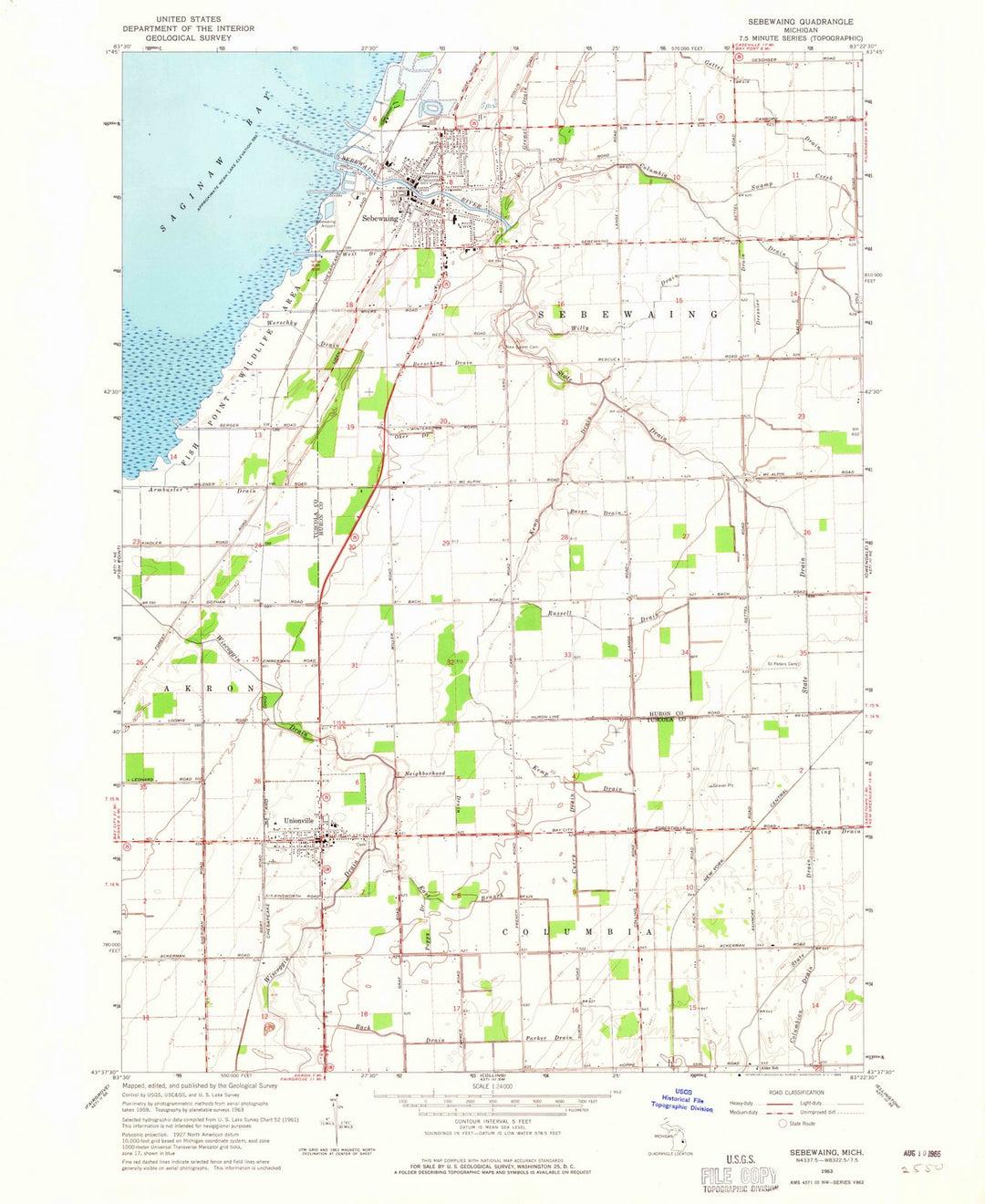 1963 Sebewaing, MI - Michigan - USGS Topographic Map