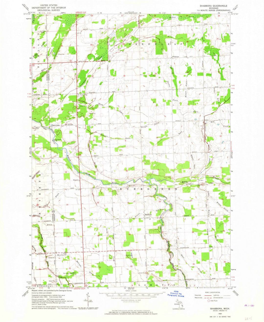 1963 Shabbona, MI - Michigan - USGS Topographic Map