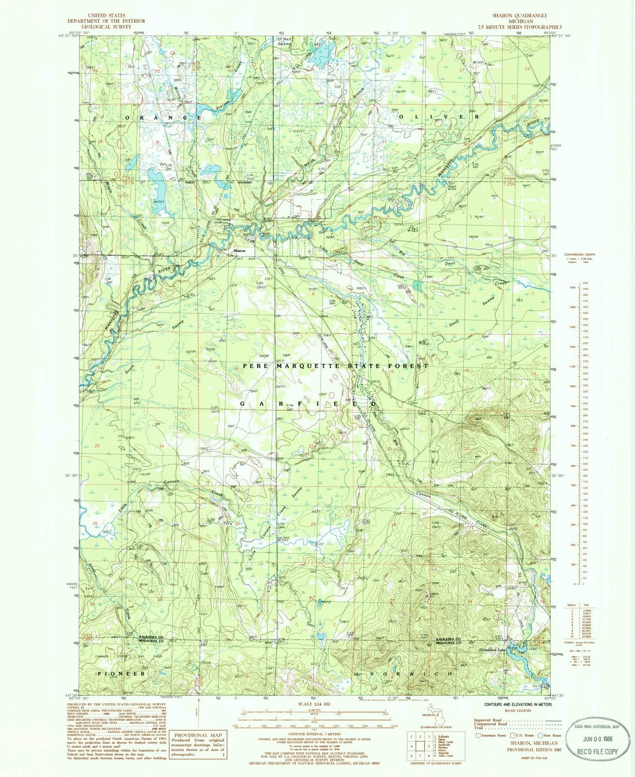 1985 Sharon, MI - Michigan - USGS Topographic Map