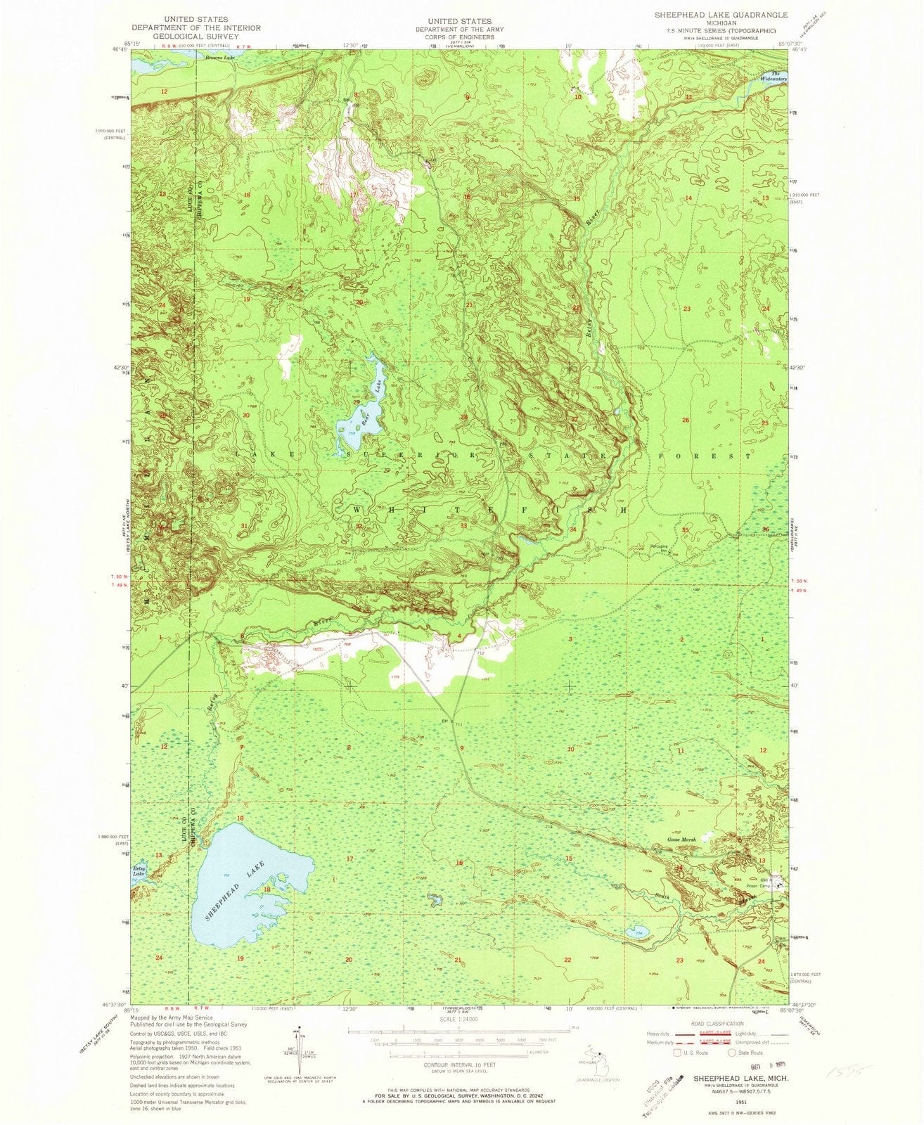 1951 Sheephead Lake, MI - Michigan - USGS Topographic Map