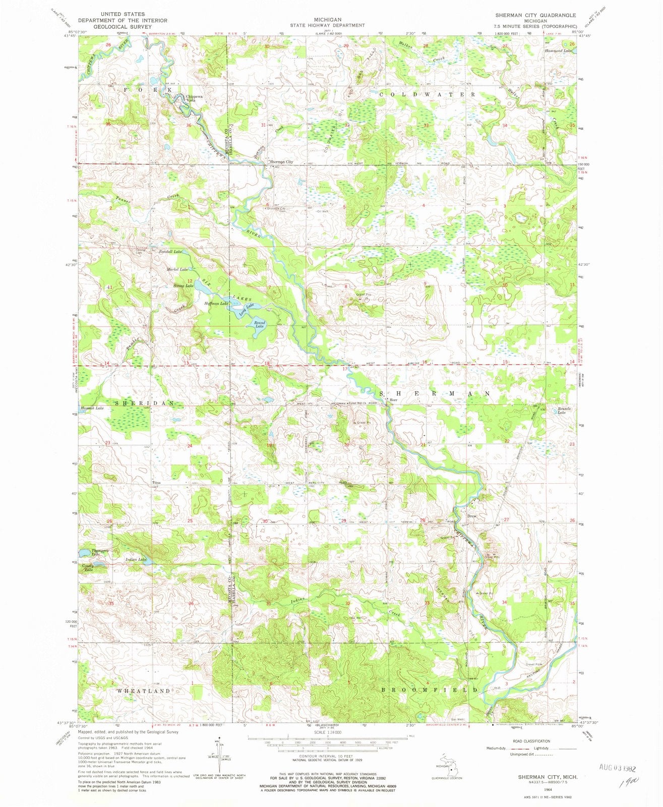 1964 Sherman City, MI - Michigan - USGS Topographic Map