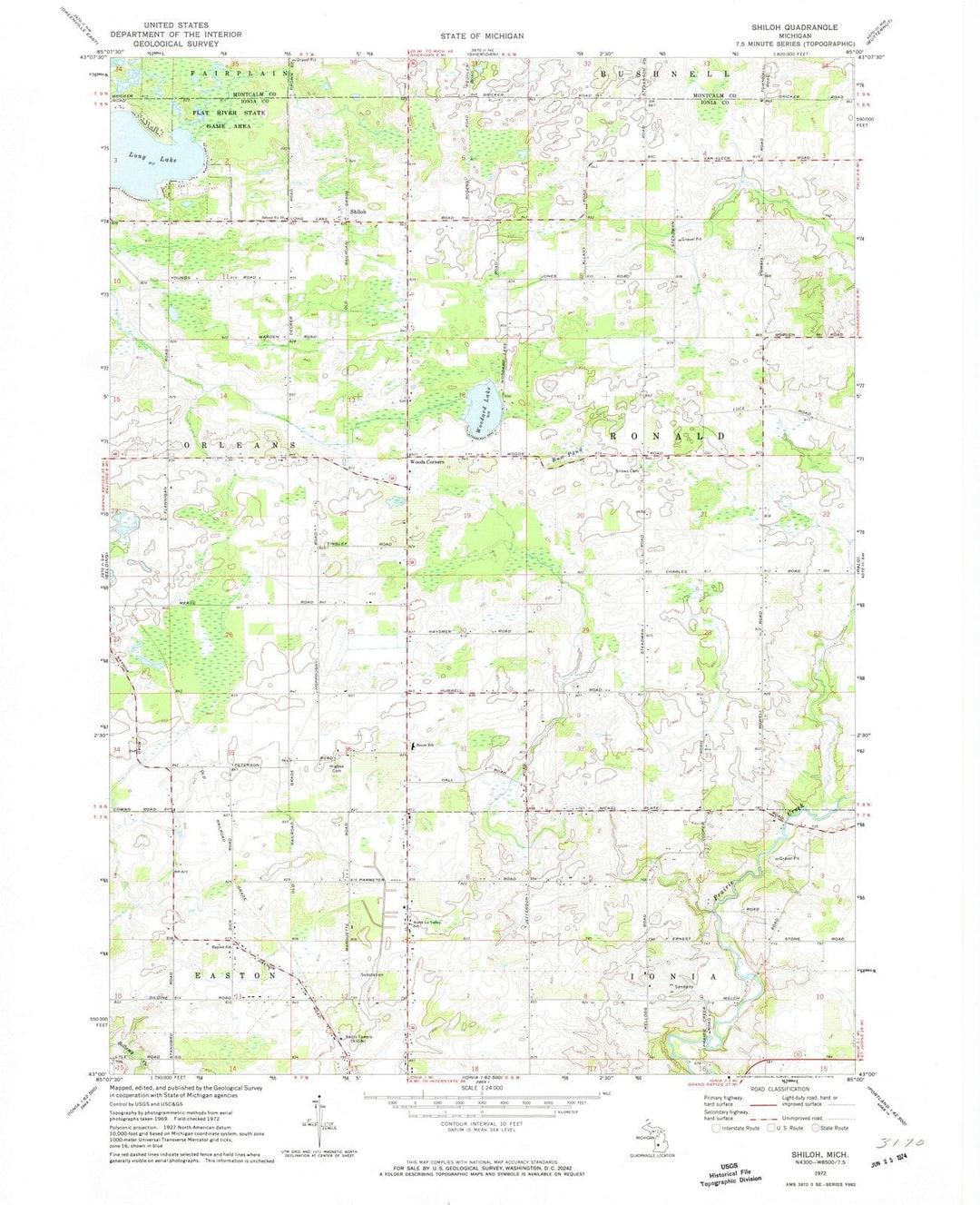 1972 Shiloh, MI - Michigan - USGS Topographic Map
