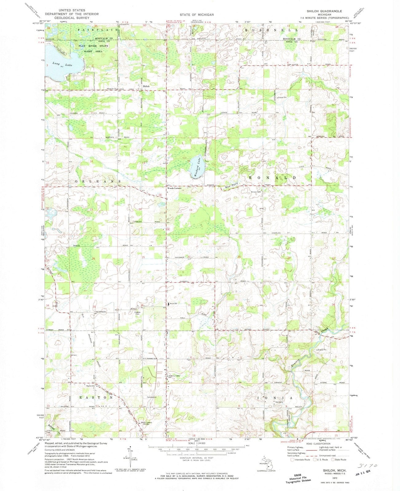 1972 Shiloh, MI - Michigan - USGS Topographic Map