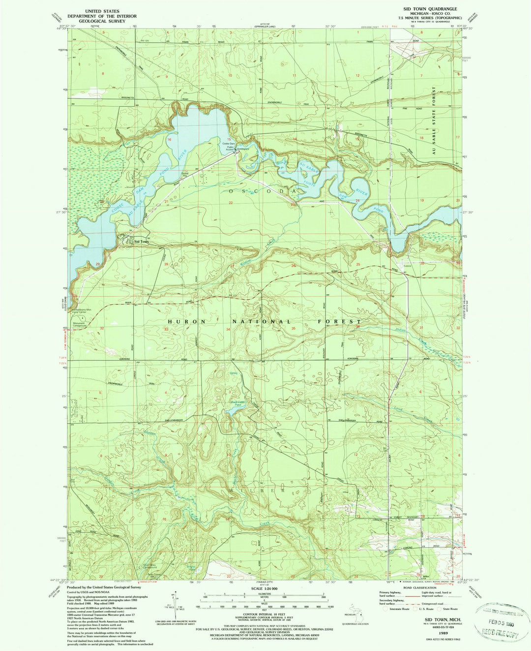 1989 Sid Town, MI - Michigan - USGS Topographic Map
