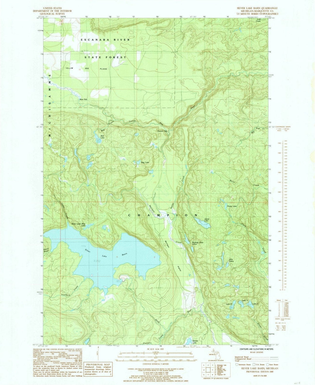 1985 Silver Lake Basin, MI - Michigan - USGS Topographic Map