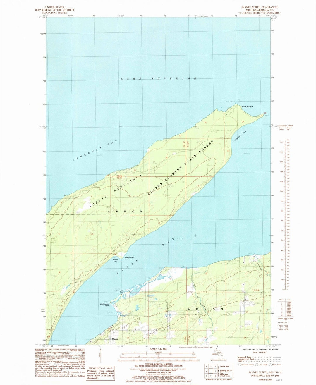 1984 Skanee North, MI - Michigan - USGS Topographic Map