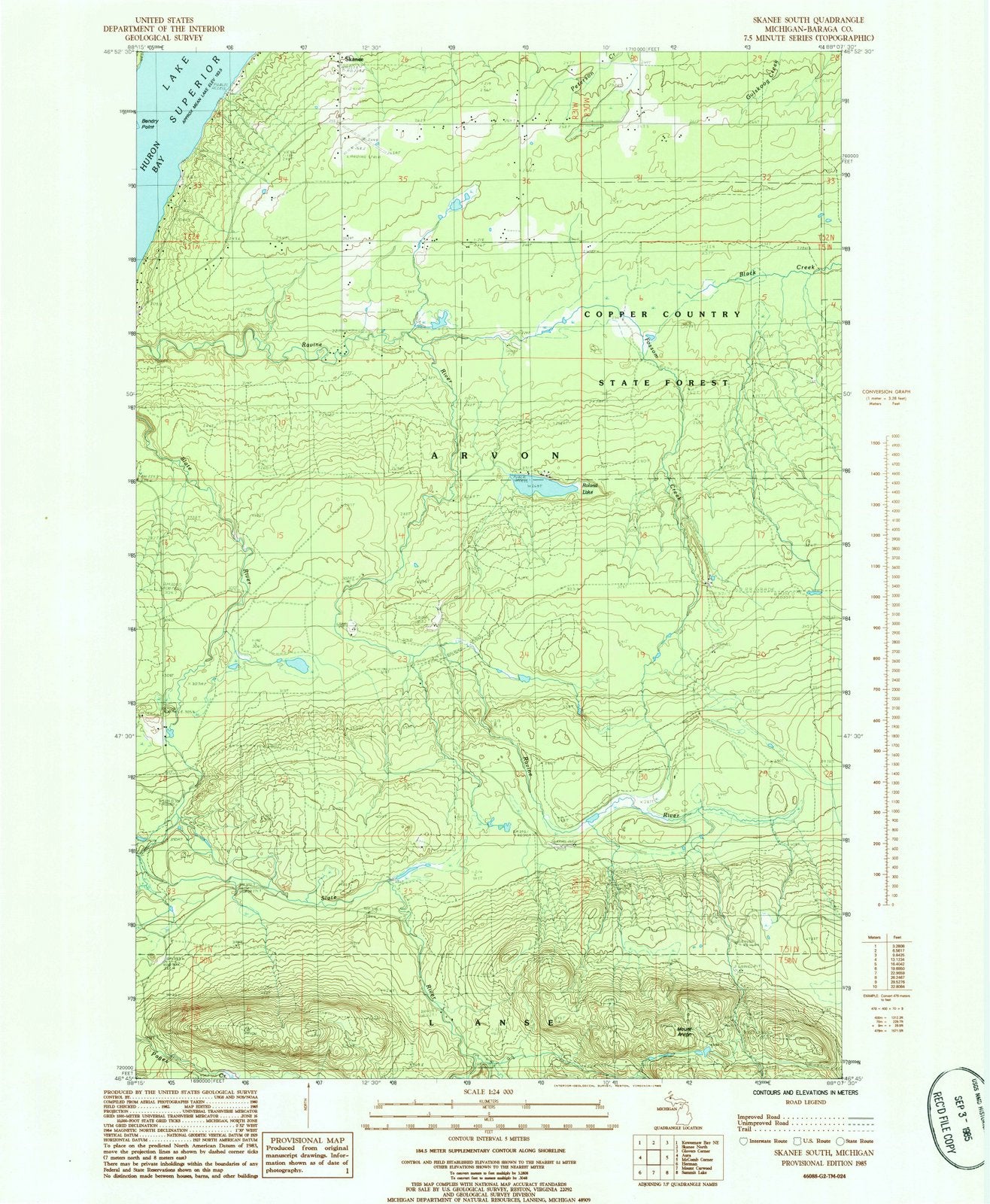 1985 Skanee South, MI - Michigan - USGS Topographic Map