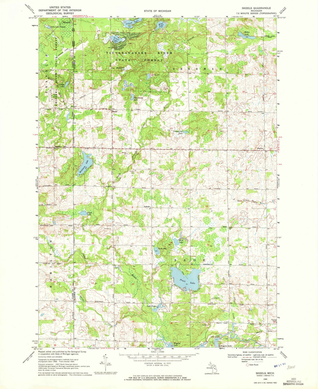 1969 Skeels, MI - Michigan - USGS Topographic Map
