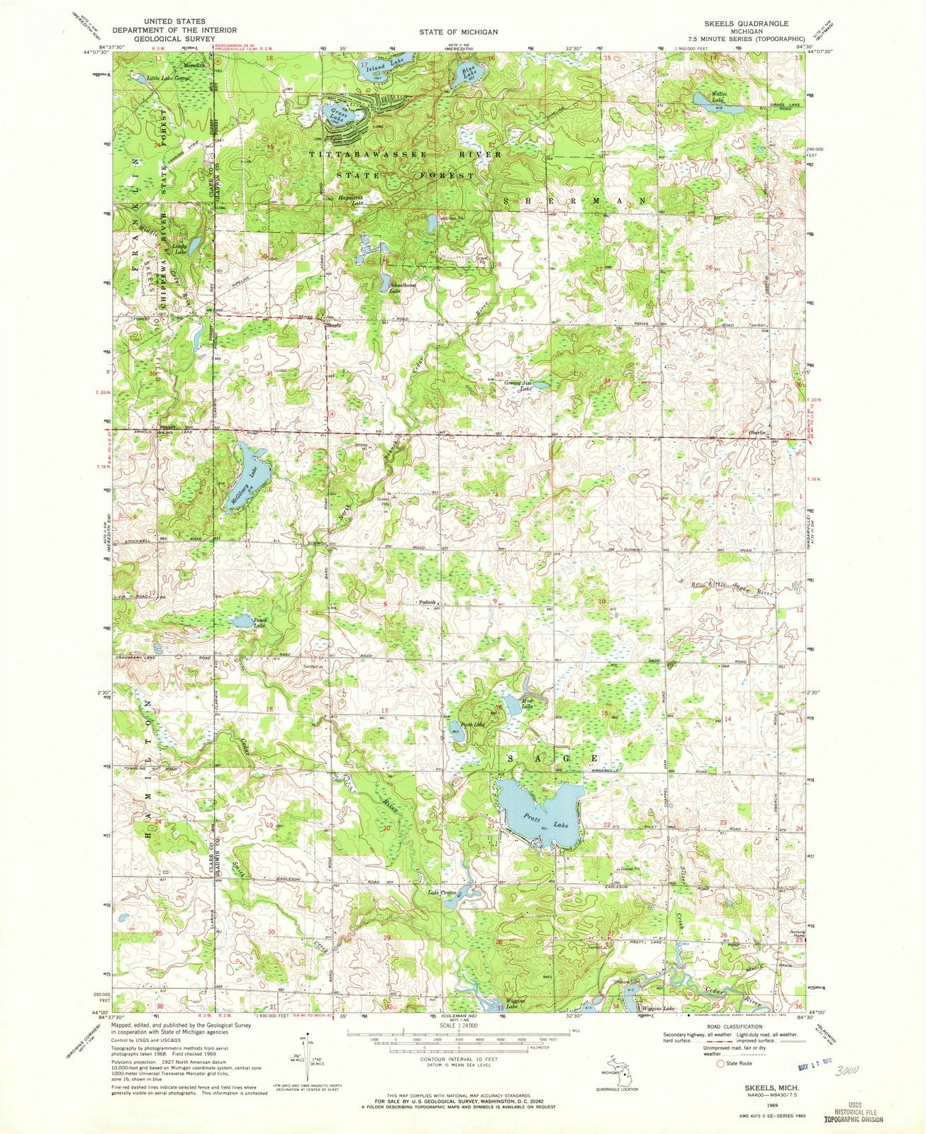 1969 Skeels, MI - Michigan - USGS Topographic Map