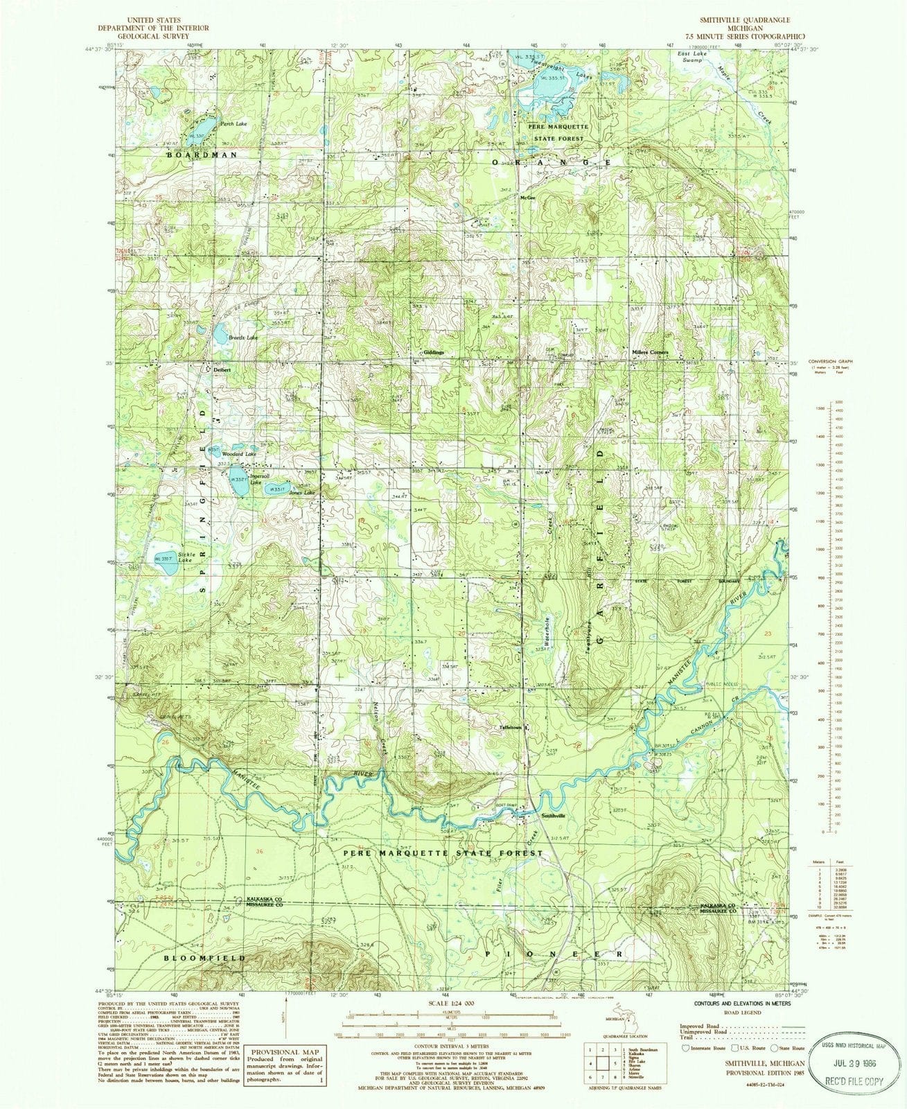 1985 Smithville, MI - Michigan - USGS Topographic Map