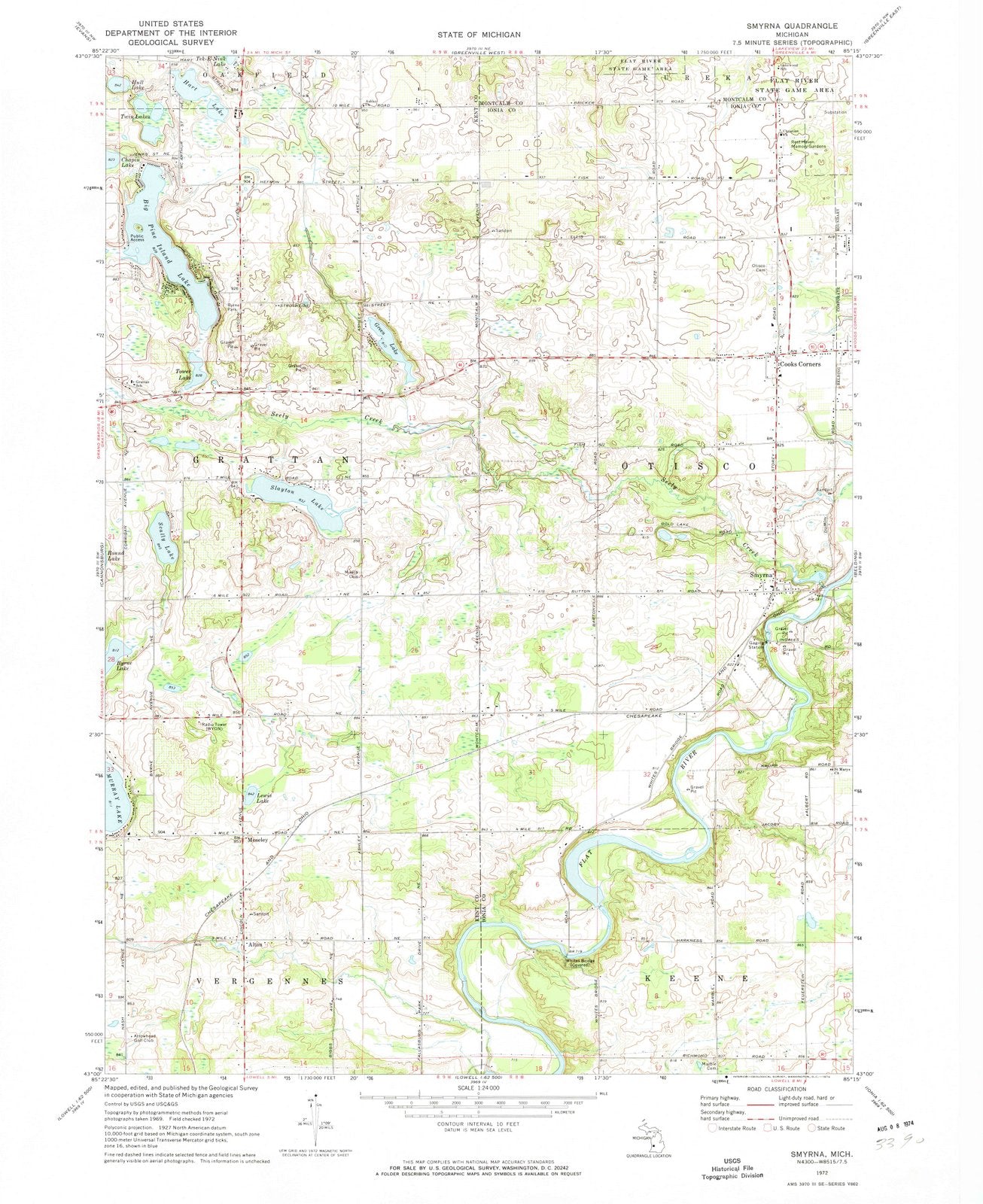 1972 Smyrna, MI - Michigan - USGS Topographic Map