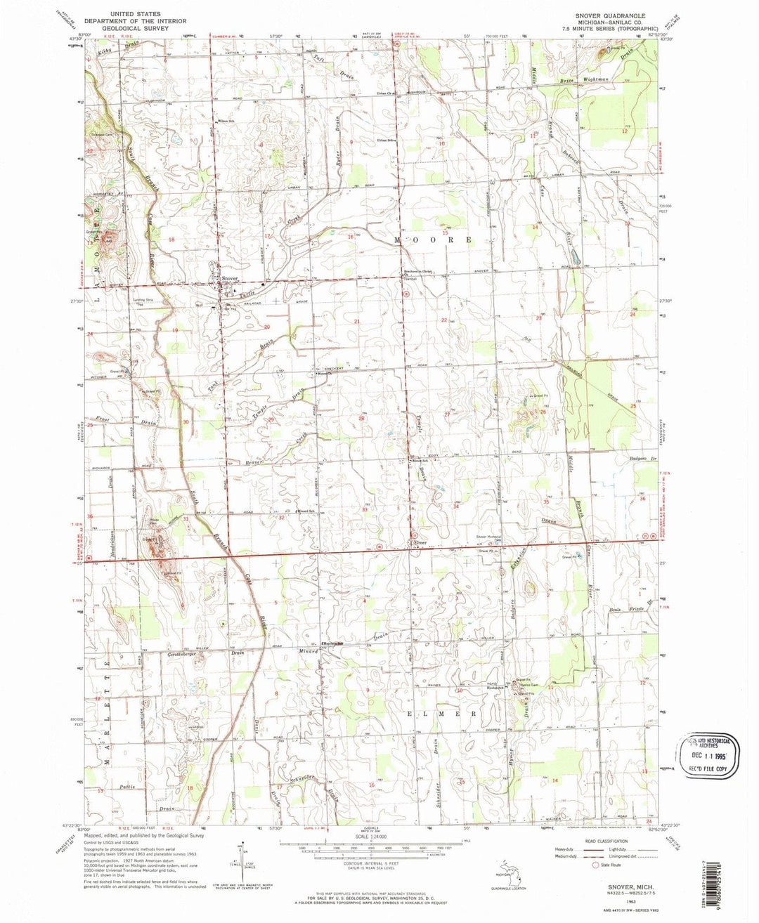 1963 Snover, MI - Michigan - USGS Topographic Map