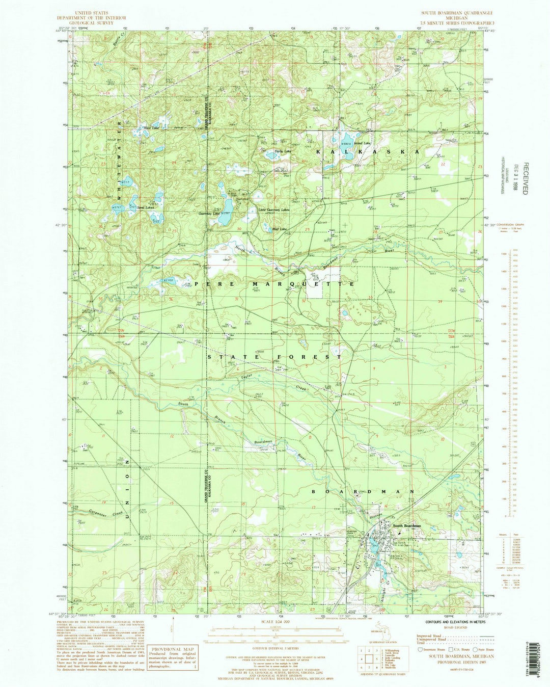 1985 South Boardman, MI - Michigan - USGS Topographic Map